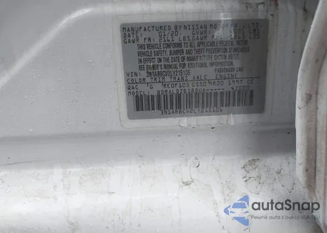 2020 Nissan Sentra Sv Xtronic Cvt z USA, uszkodzony, nr VIN 3N1AB8CV2LY215106